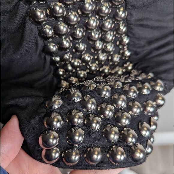 VENUS Black Studded Y2K Ruched Halter Long Tank Top Women's M - Picture 5 of 7